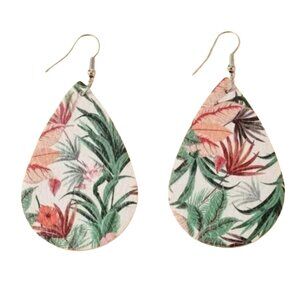 Faux Leather Tropical Earrings